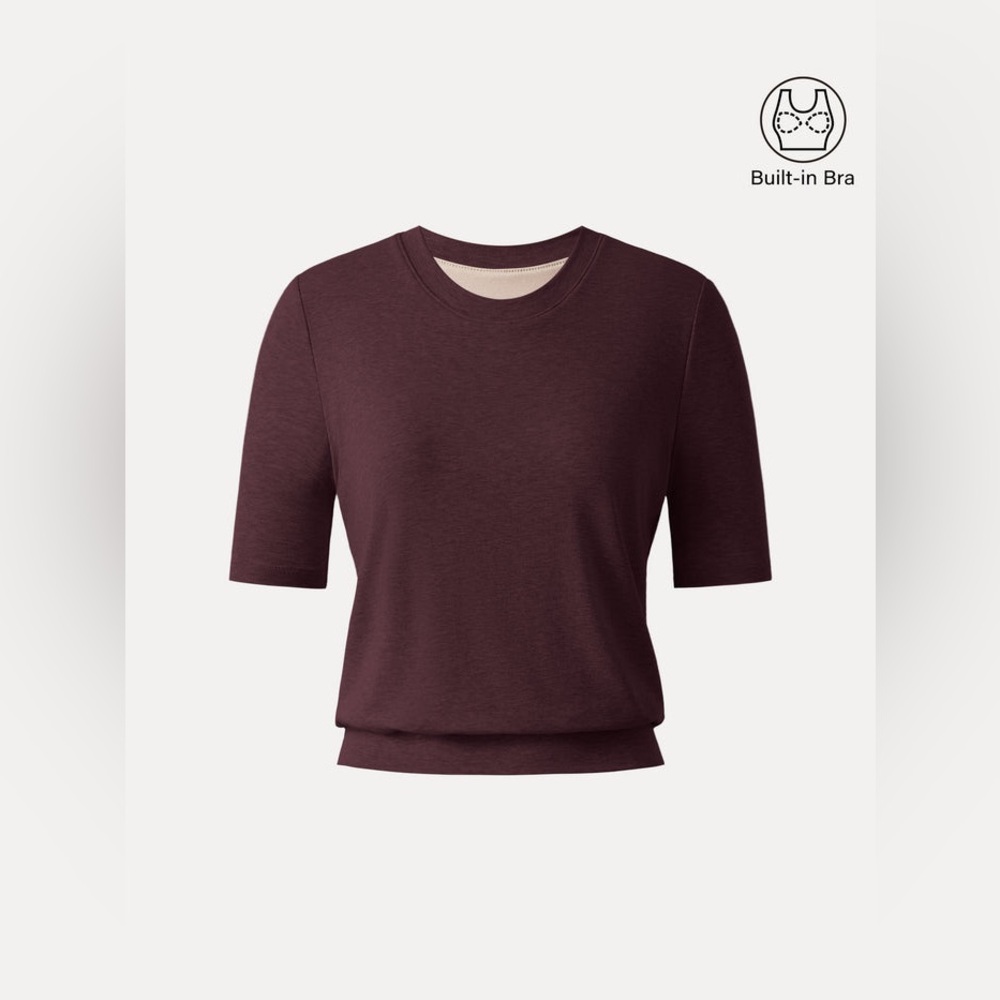 OGL Ruby Red Lyocell Wool Crewneck Brami with Banded Hem - Picture 2 of 5
